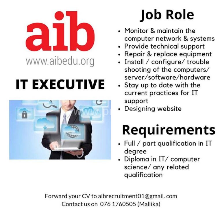 IT Executive AIB Sri Lanka job search online jobs career